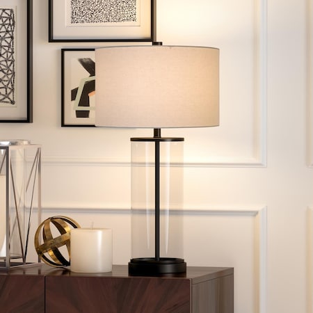 Henn & Hart Rowan Clear Glass & Blackened Bronze Table Lamp TL0122